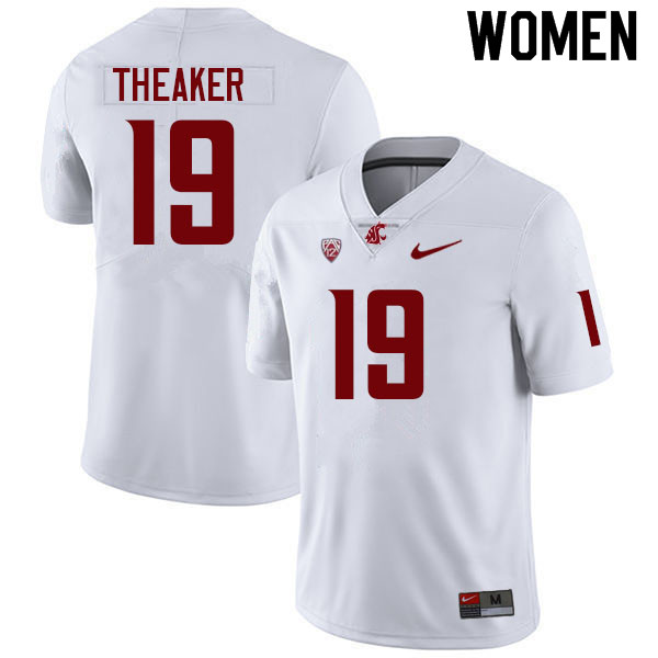 Women #19 Colton Theaker Washington State Cougars College Football Jerseys Sale-White - Click Image to Close